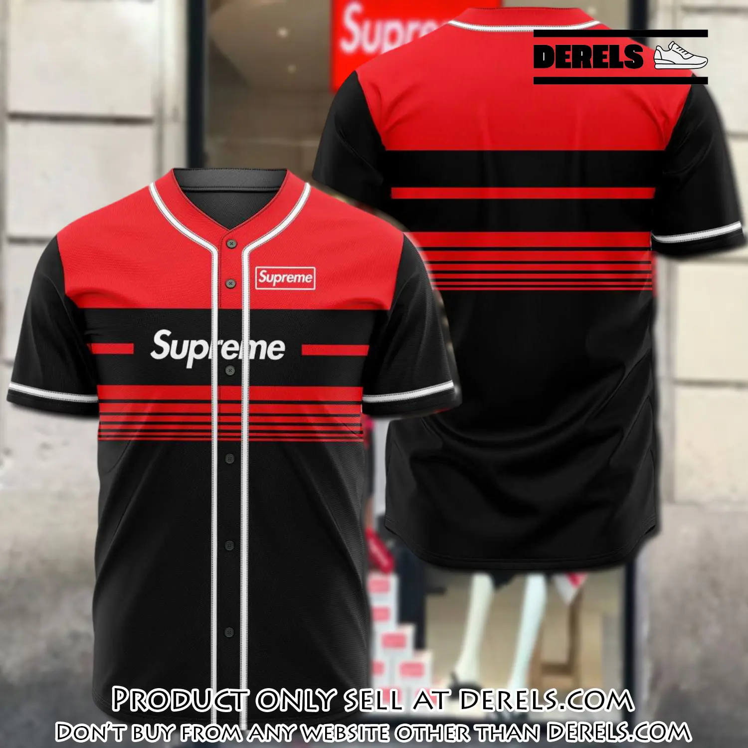 Supreme black red baseball jersey shirt luxury bjs1239 dr1100005